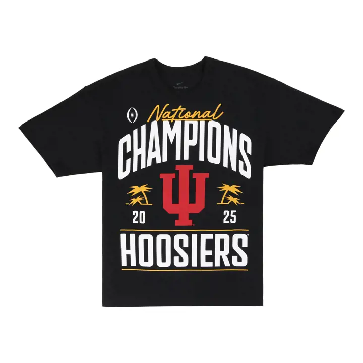 T-shirt noir Indiana Hoosiers NCAA CFP 26 Championnats Nationaux LR 2 coups