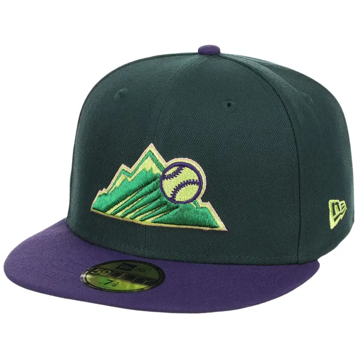 Casquette 59FIFTY Colorado Rockies MLB LHP Dazed vert foncé/violet/chrome
