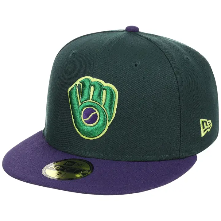 Casquette Milwaukee Brewers MLB LHD Dazed 59FIFTY DKGRN/VIOLET/CHROME