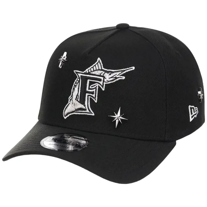 Casquette ajustée MLB Star Stud 9FORTY des Florida Marlins, noir/noir/gris