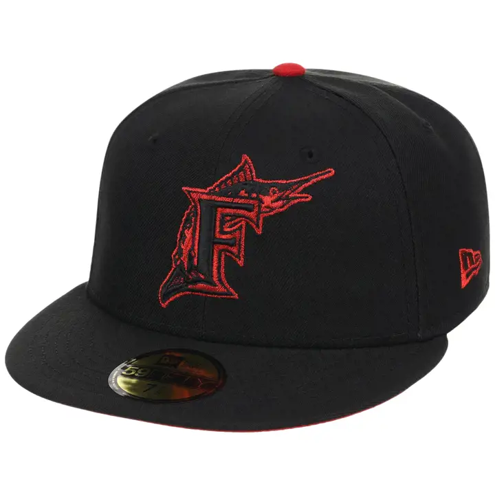 Miami Marlins MLB LHD Midnight Massacre 59FIFTY BLK/BLK/RED