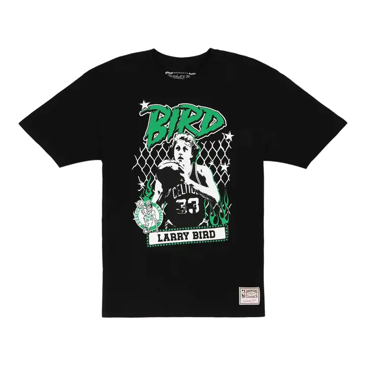 T-shirt de joueur de basket-ball de rue NBA des Boston Celtics Larry Bird Noir