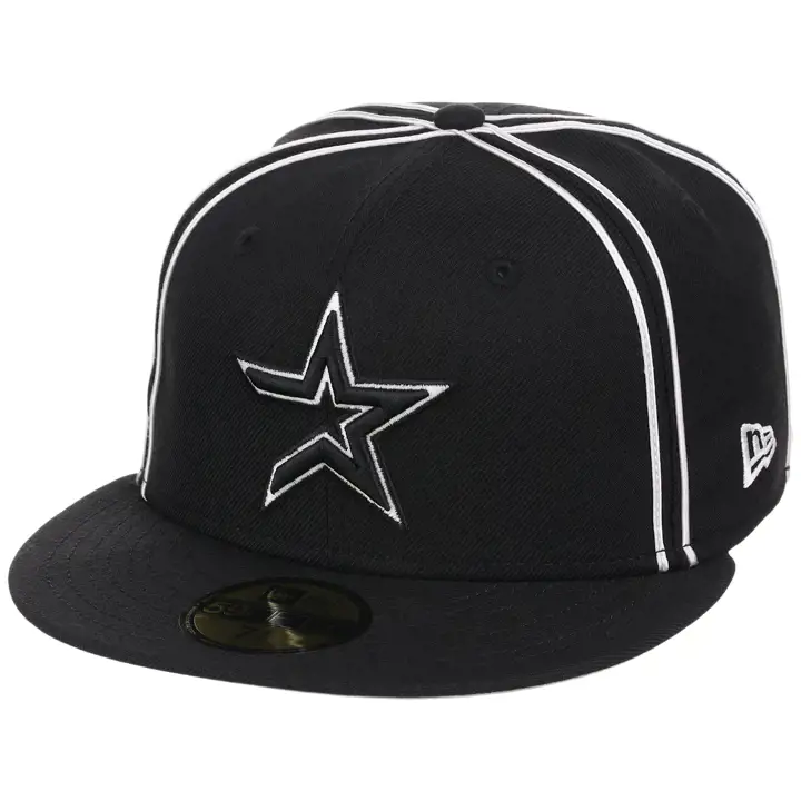 HOUSTON ASTROS MLB GAUCHER Tuyauterie noire et blanche 59FIFTY NOI/NOI/GRI