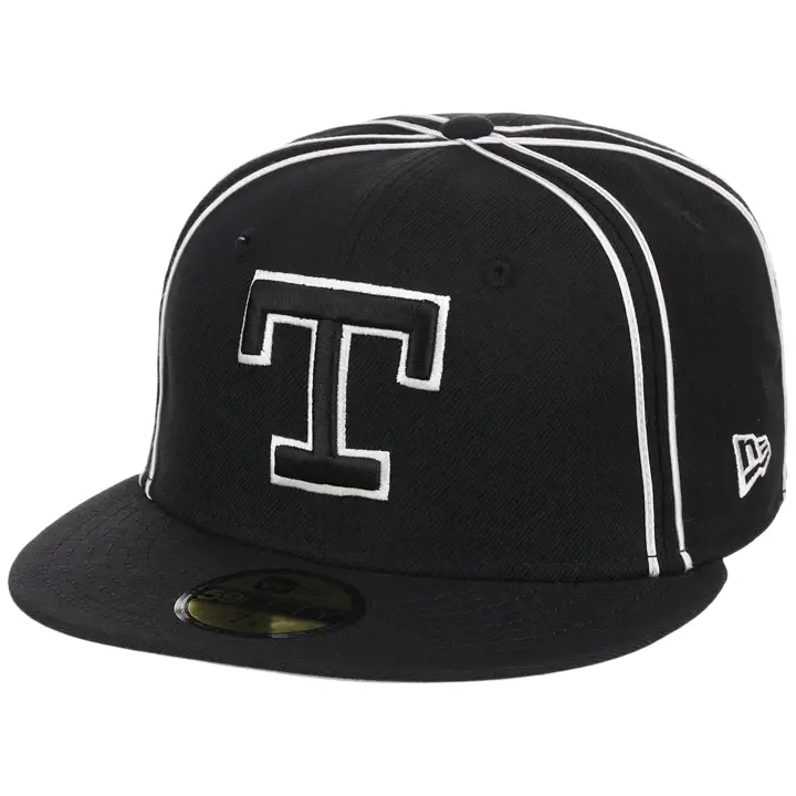 TEXAS RANGERS MLB GAUCHE Noir Passepoil Blanc 59FIFTY NOI/NOI/GRI