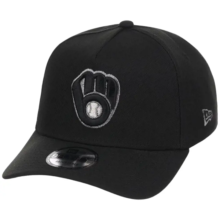 MILWAUKEE BREWERS MLB GAUCHER Titane Liquide 9FORTY TAILLE UNIQUE NOI/NOI/