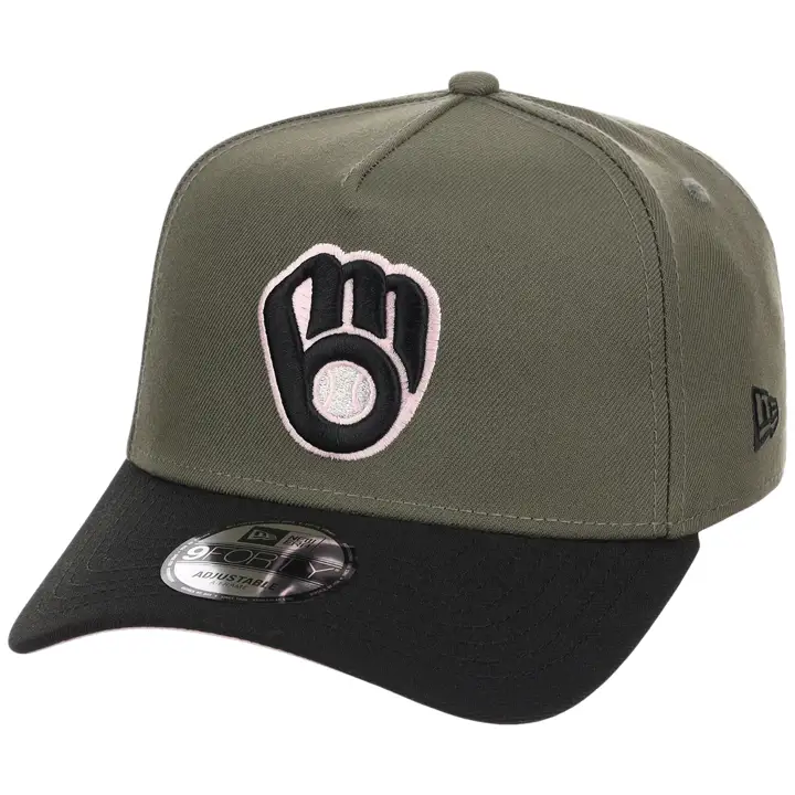 Milwaukee Brewers MLB OLVBLKPNK 9FORTY AF 2.0 OLV/BLK/PNK