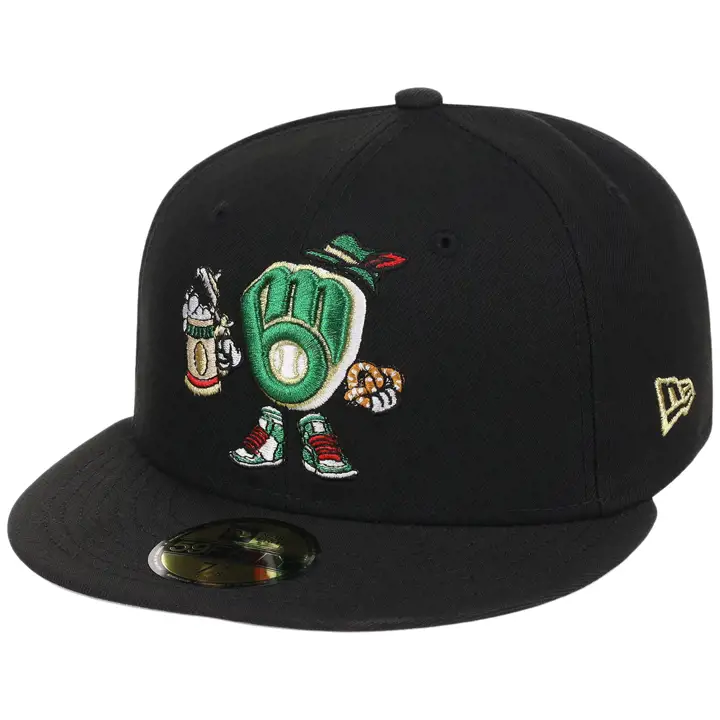 MILWAUKEE BREWERS MLB Gaucher Dessin animé 59FIFTY NOI/NOI/GRI