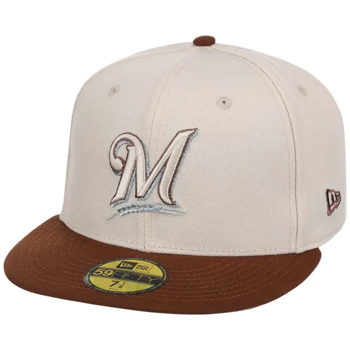 MILWAUKEE BREWERS MLB FA26CP Auburn Crème 59FIFTY BLANC CASSÉ/MARRON