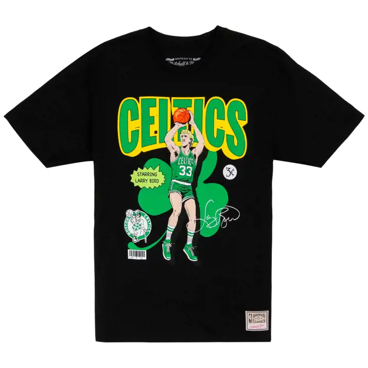 T-shirt bande dessinée NBA BOSTON CELTICS LARRY BIRD Noir