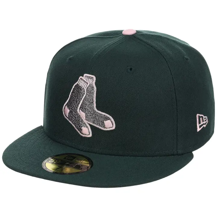 Boston Red Sox MLB LHD Emerald Bloom 59FIFTY DKGRN/DKGRN/PNK