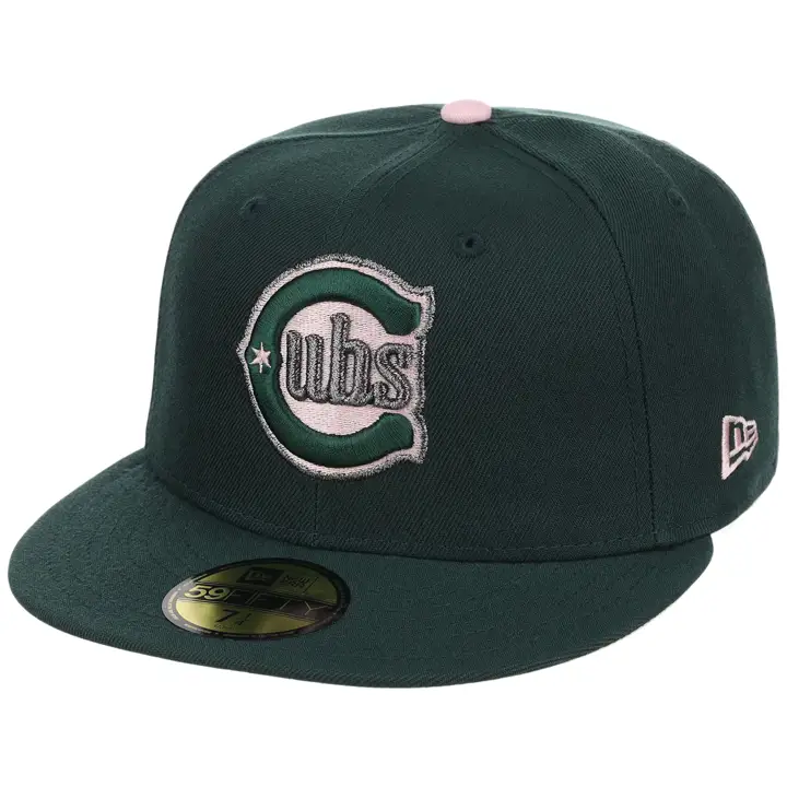 Chicago Cubs MLB GAUCHE Emerald Bloom 59FIFTY DKGRN/DKGRN/ROSE