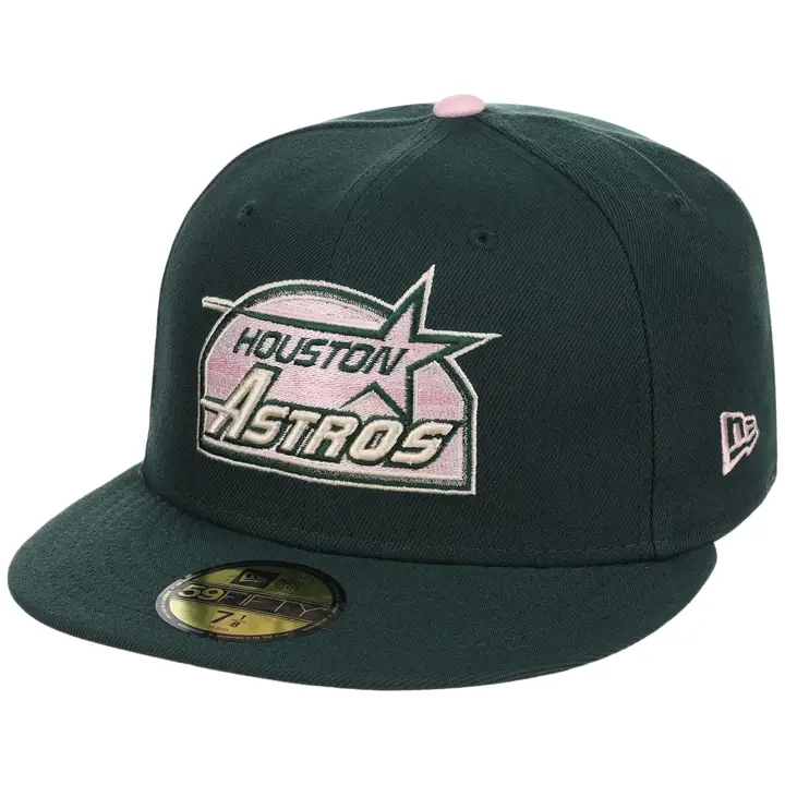 Houston Astros MLB LHD Emerald Bloom 59FIFTY DKGRN/DKGRN/PNK