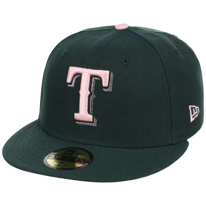 Texas Rangers MLB LHD Emerald Bloom 59FIFTY DKGRN/DKGRN/PNK