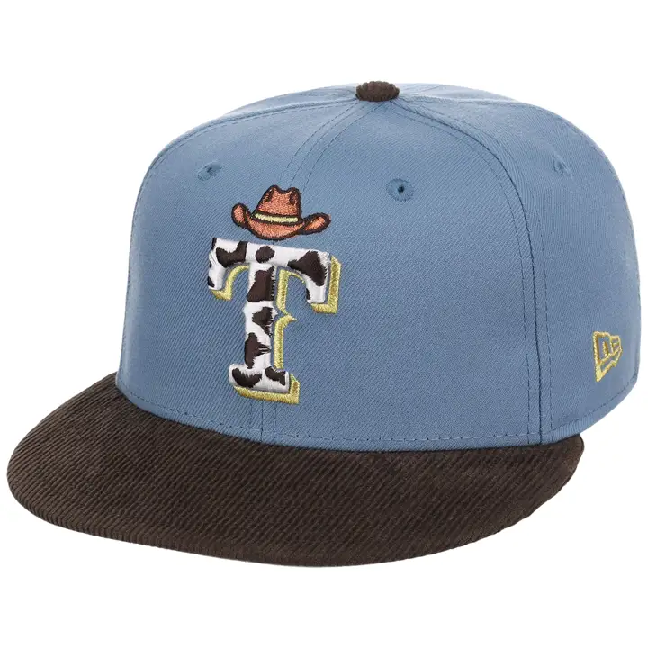 TEXAS RANGERS MLB LHD FF AUG Cow Print Hat 59FIFTY BLUE/BRN/