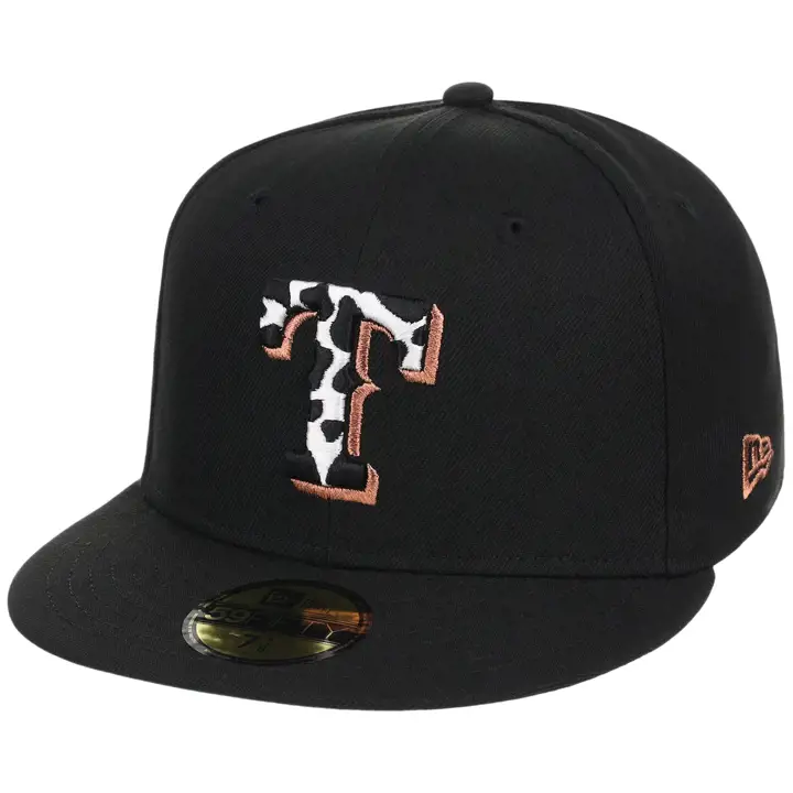 TEXAS RANGERS MLB GAUCHE REMPLISSAGE IMPRIMÉ VACHE 59FIFTY NOI/NOI/
