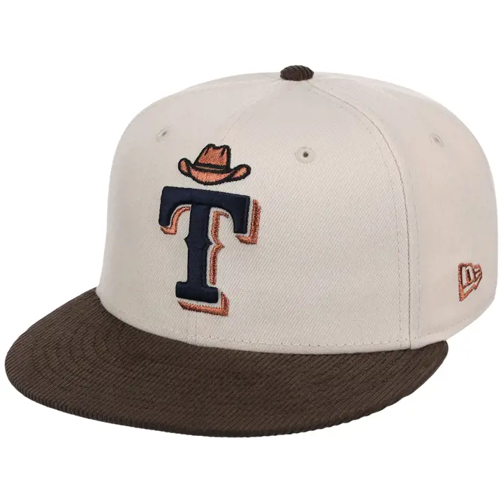 TEXAS RANGERS MLB GAUCHER/G FF AOÛT Chapeau de cowboy 59FIFTY CRÈME/NOY/K
