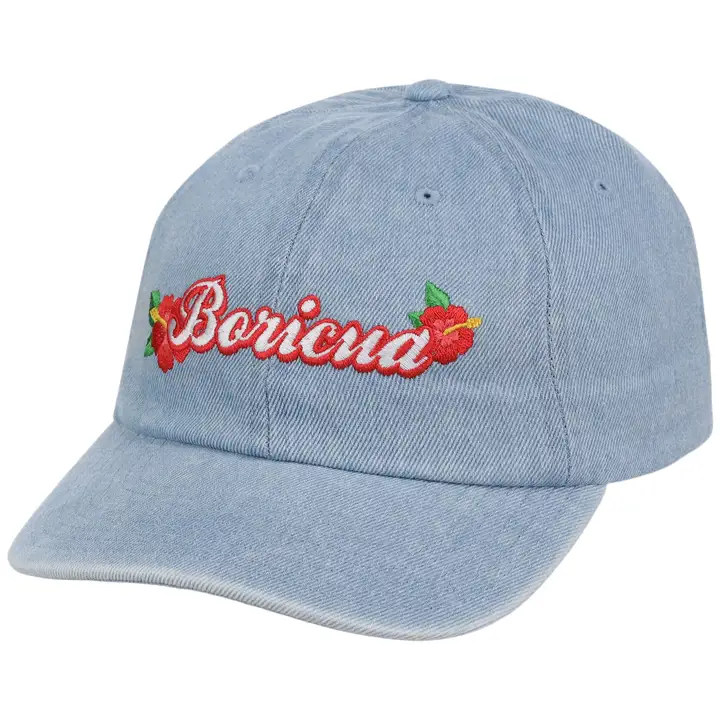 Casquette de papa en jean à fleurs Porto Rico Boricua en jean