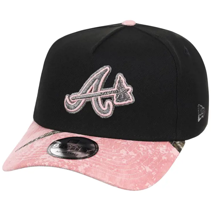 CASQUETTE ATLANTA BRAVES MLB GAUCHER Noire Rose Realtree 9FORTY AJUSTÉE NOIR/REALT