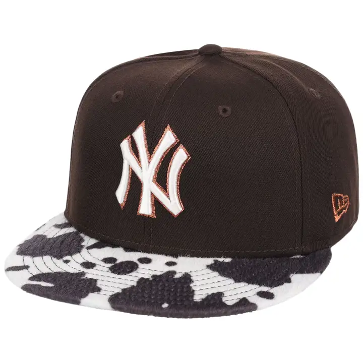 NEW YORK YANKEES MLB LHD Cuir de vachette 2T 59FIFTY MARRON/VACHE/VRT FONCÉ